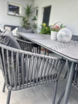 Aranżacja: Grafitowe nowoczesne meble ogrodowe jadalniane stół + 6 krzeseł Rope Style Kostto Dining