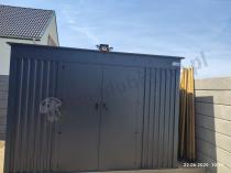 Aranżacja: Grafitowy domek narzędziowy Nittel Plus 300x240 cm - drzwi na zawiasach - Antracite A16