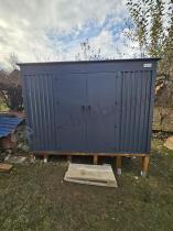 Aranżacja: Grafitowy domek narzędziowy Nittel Plus 300x240 cm - drzwi na zawiasach - Antracite A16