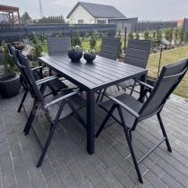 Aranżacja: Grafitowy komplet mebli aluminiowych - stół 150cm + 6 krzeseł - Kanbery Antracite 6+1