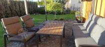 Aranżacja: Grafitowy komplet mebli metalowych do ogrodu z sofą 175cm Doros Dining Polywood