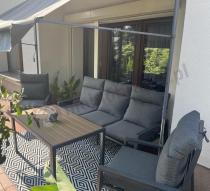 Aranżacja: Grafitowy komplet mebli metalowych do ogrodu z sofą 175cm Doros Dining Polywood