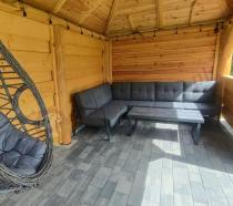 Aranżacja: Grafitowy komplet mebli na taras - narożnik ze stolikiem - Elke Corner - Grey