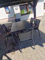 Aranżacja: Grafitowy komplet mebli ogrodowych ze stołem ceramicznym 240cm + 12 krzeseł Marla