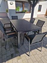 Aranżacja: Grafitowy komplet mebli ogrodowych ze stołem ceramicznym 240cm + 12 krzeseł Marla