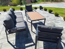 Aranżacja: Grafitowy komplet ogrodowy metalowy z sofą 175 cm i stołem polywood Sodor Dining