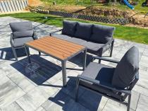 Aranżacja: Grafitowy komplet ogrodowy metalowy z sofą 175 cm i stołem polywood Sodor Dining
