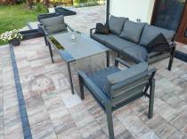 Aranżacja: Grafitowy komplet ogrodowy metalowy z sofą 175cm Sodor Dining