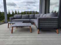 Aranżacja: Grafitowy narożnik na taras 276x276cm z dwoma stolikami Skoti Corner - Grey