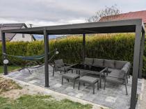 Aranżacja: Grafitowy narożnik na taras z fotelem - metalowy stelaże - Sodor Corner XL - Dark Grey