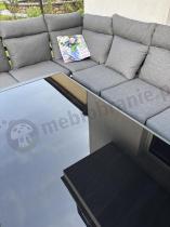 Aranżacja: Grafitowy narożnik na taras z fotelem wysokie oparcia - metalowy stelaże - Doros Corner XL - Dark Grey