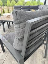 Aranżacja: Grafitowy narożnik na taras z fotelem z wysokimi oparciami - metalowy stelaże - Doros Corner XL - Polywood Dark Grey