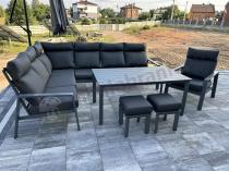 Aranżacja: Grafitowy narożnik na taras z regulowanym fotelem i stołem 150cm - Renalo Corner