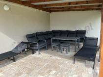 Aranżacja: Grafitowy narożnik na taras z regulowanym fotelem i stołem 150cm - Renalo Corner