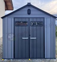 Aranżacja: Grafitowy schowek ogrodowy z podłogą Edenvel 240x246 cm (5,9m2)