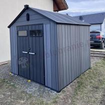 Aranżacja: Grafitowy schowek ogrodowy z podłogą Edenvel 240x246 cm (5,9m2)