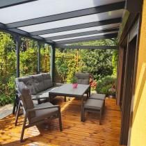 Aranżacja: Grafitowy zestaw aluminiowych mebli na taras dla 7 osób ze stołem ceramic glass - Tavaro Dining Antracite
