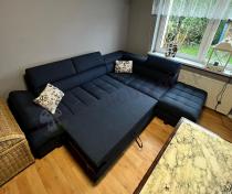 Aranżacja: Granatowa rogówka do salonu Selva L 263x223 cm prawostronna