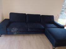 Aranżacja: Granatowa rogówka welurowa z funkcją spania Flavio II prawostronny 293x179 cm