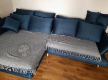 Aranżacja: Granatowy narożnik Monte w stylu skandynawskim 283x181 cm rozkładany lewostronny