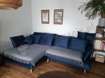 Aranżacja: Granatowy narożnik Monte w stylu skandynawskim 283x181 cm rozkładany lewostronny