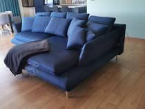 Aranżacja: Granatowy narożnik Monte z funkcją spania w stylu skandynawskim 283x181 cm prawostronny