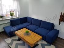 Aranżacja: Granatowy narożnik rozkładany welurowy Flavio lewy 283x214 cm Matt Velvet 79