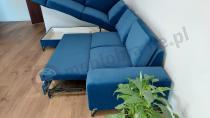Aranżacja: Granatowy narożnik rozkładany welurowy Flavio lewy 293x214 cm Matt Velvet 79