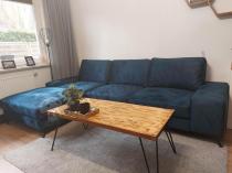 Aranżacja: Granatowy narożnik welurowy z funkcją spania Flavio II lewostronny 293x179 cm