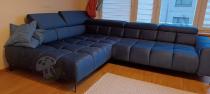 Aranżacja: Granatowy narożnik z elektryczną regulacją siedziska Plaza L 300x216cm lewy