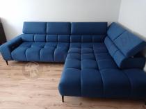 Aranżacja: Granatowy narożnik z elektryczną regulacją siedziska Plaza L 300x216cm prawy