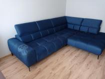 Aranżacja: Granatowy narożnik z elektryczną regulacją siedziska Plaza L 300x216cm prawy