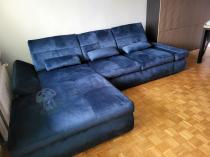 Aranżacja: Granatowy narożnik z funkcją spania i regulowanymi zagłówkami Iguape 294x200 - lewy