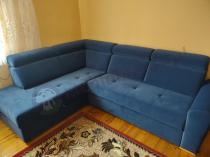 Aranżacja: Granatowy nowoczesny narożnik do salonu z regulowanymi zagłówkami Riva 274x210 cm lewostronna