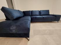 Aranżacja: Granatowy wypoczynek do salonu z funkcją spania Flavio lewy 293x214 cm