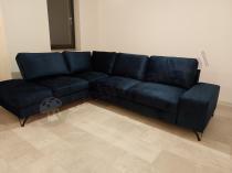 Aranżacja: Granatowy wypoczynek do salonu z funkcją spania Flavio lewy 293x214 cm