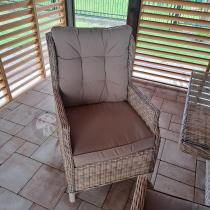 Aranżacja: Jasne technorattanowe meble obiadowe na taras - stół 220cm + 8 foteli Laritto - Beige