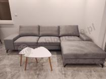 Aranżacja: Jasnoszara rogówka welurowa z funkcją spania Flavio II prawostronny 293x179 cm