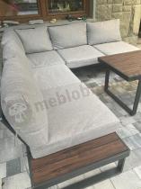 Aranżacja: Jasnoszary narożnik tarasowy 220x220cm z fotelem - Panaon Corner - LG