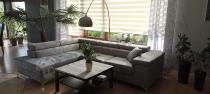 Aranżacja: Jasnoszary narożnik welurowy w stylu glamour Eridano 275x202 cm lewostronny