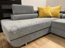 Aranżacja: Jasnoszary welurowy narożnik w kształcie litery U Rodrigo 345x202 cm lewy