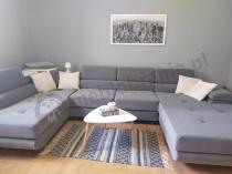 Aranżacja: Jasnoszary welurowy narożnik w kształcie litery U Rodrigo 345x202 cm lewy