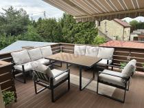 Aranżacja: Jasny komplet mebli metalowych na taras dla 8 osób - Panaon Grande Light Beige Teak