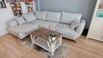 Aranżacja: Jasny szary narożnik z funkcją spania 280x178 cm lewy Larde Solid 80