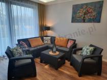 Aranżacja: Kanapa narożna z fotelami Corfu Relax Duo grafitowy