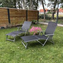 Aranżacja: Komplet 2 leżaki na taras z regulowanymi oparciami Kubu - Black + Silver 2szt.