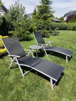Aranżacja: Komplet 2 leżaki na taras z regulowanymi oparciami Kubu - Black + Silver 2szt.