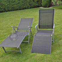 Aranżacja: Komplet 2 leżaki na taras z regulowanymi oparciami Kubu - Black + Silver 2szt.