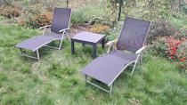 Aranżacja: Komplet 2 leżaki na taras z regulowanymi oparciami Kubu - Black + Silver 2szt.