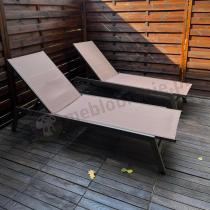 Aranżacja: Komplet aluminiowych leżaków z regulacją oparcia Erebu Brown 2szt